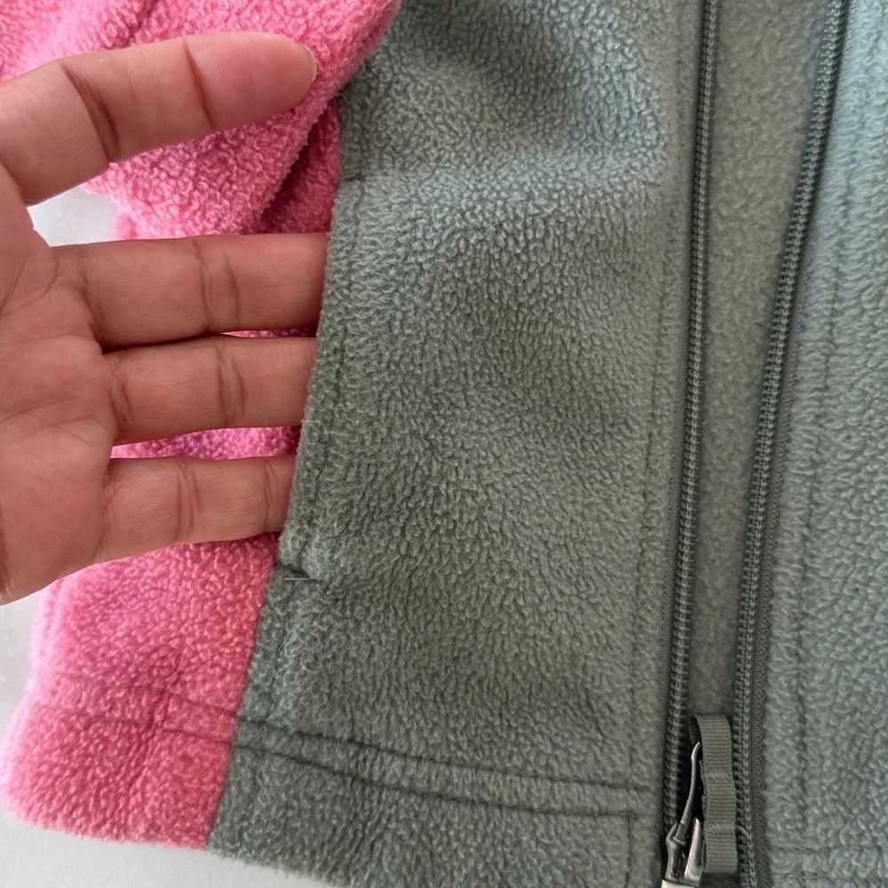 Columbia Baby Girls' Benton Springs Fleece Zip Jacket in Pink Green 6-12 Months - Picture 9 of 12